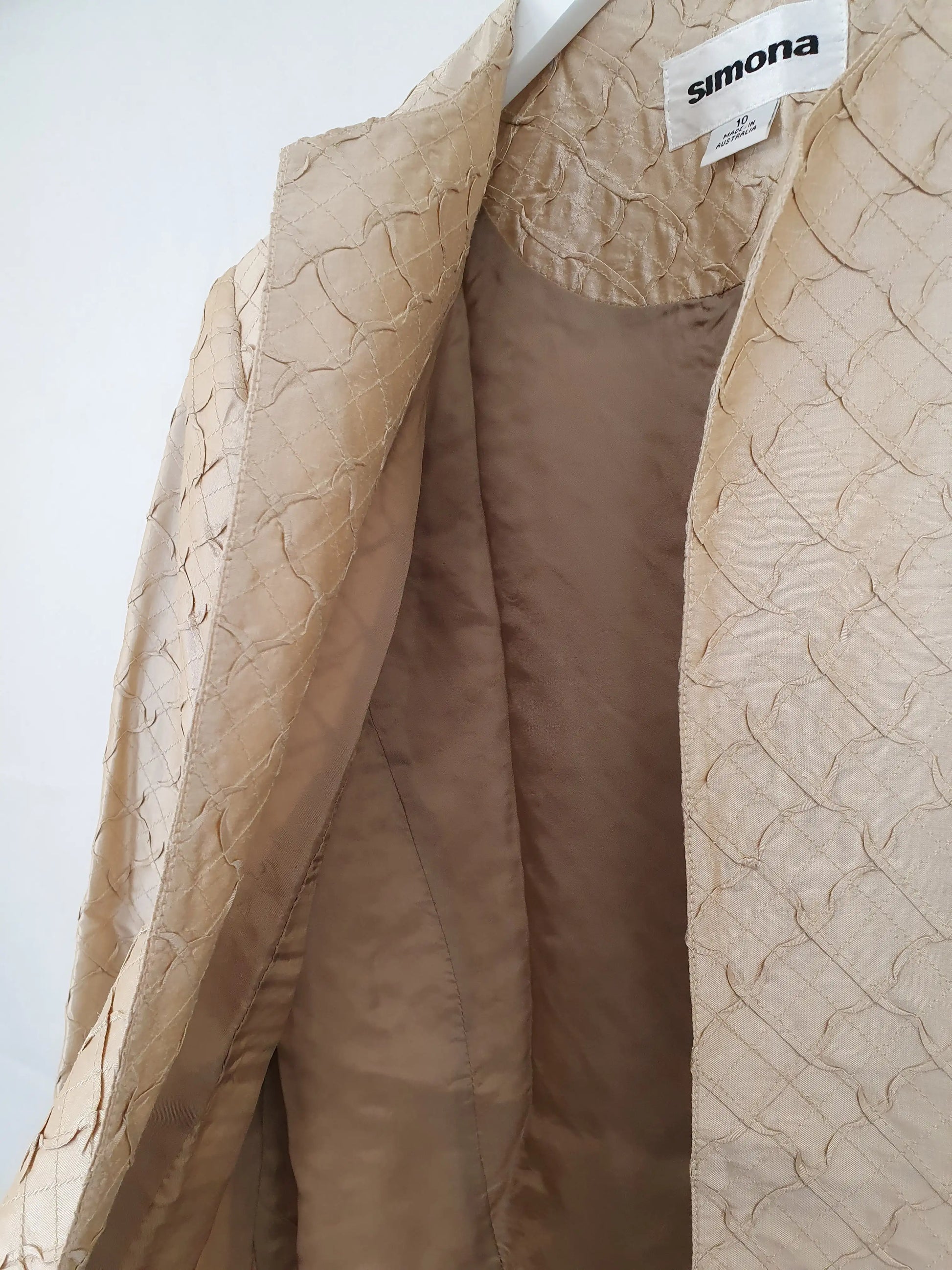 Simona Gold Patterned Silk Cardigan Size 10 by SwapUp-Second Hand Shop-Thrift Store-Op Shop 