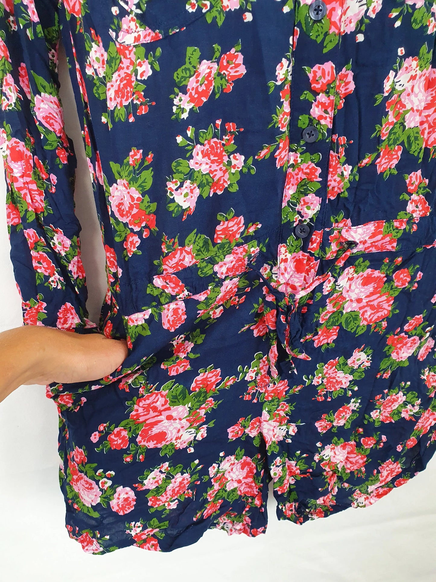 South of The Border Floral Long Sleeve Playsuit Size XS by SwapUp-Second Hand Shop-Thrift Store-Op Shop 