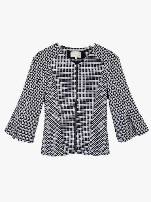 Veronika Maine Navy Checkered Set Jacket Size 6 by SwapUp-Second Hand Shop-Thrift Store-Op Shop 